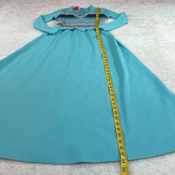 Vintage 70s Giamo Knits turquoise blue maxi sweater dress, small-med - Picture 5 of 9